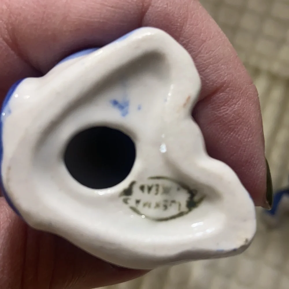 Vintage Porcelain Blue and White Dog Figures-Set of 2 - Picture 3 of 8